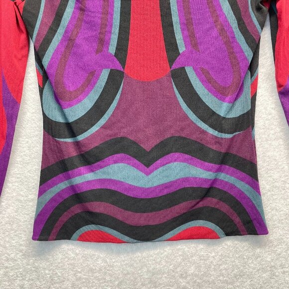 Vivienne Tam Vintage Chinese Opera Mask Print Mesh Top Y2K 90's Womens Medium - Picture 7 of 10